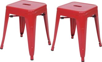 Hhg Hhg - Nunca Usado] Juego De 2 Taburetes 804, Taburete De Metal Asiento Taburete, Metal Dise&ntilde;o Industrial Apilable, Rojo