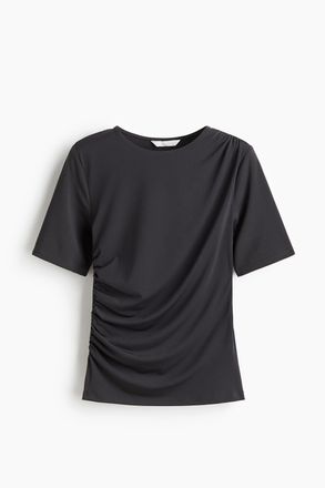 H&M Drapiertes Shirt - Dunkelgrau