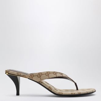 Gucci Vittoria flip-flops in beige sand GG canvas
