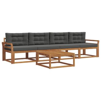 vidaXL Conjunto De Sof&aacute;s De Exterior 5 Pcs Natural Y Antracita Vidaxl