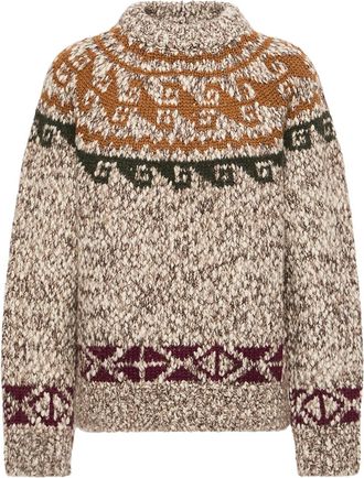 Moncler Moncler Geometric Jacquard Wool & Alpaca Blend Sweater, Men, Grey, Size: Xl