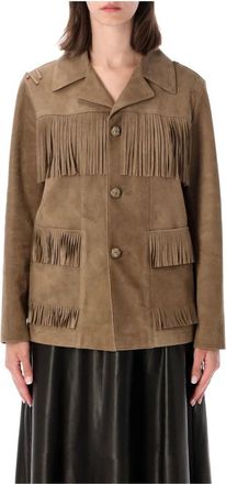 Ralph Lauren Perce Ongevoerd Jasje - Dames - Leren en Su&egrave;de Jassen - Bruin - 2XS - Leer - Jassen