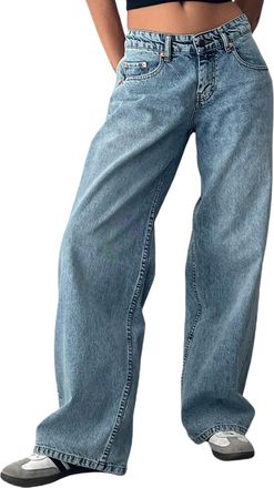 Generic Seraphae Sweatpant Jeans, Sweatpants Jeans for Women, Denim Sweatpants Women Wide Leg High Waist Straight with Pocket (Light Blue,M)