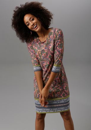 Aniston Jerseykleid ANISTON SELECTED, Damen, Gr. 36, N-Gr, bunt (bunt, gemustert), Jersey, Obermaterial: 95% Polyester, 5% Elasthan, Paisley, gemustert, l&auml;ssi