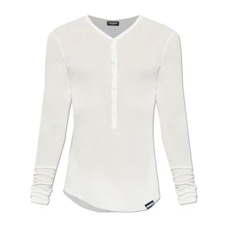 Dsquared2 Long Sleeve Tops, male, White, Size: XL Long Sleeve Top