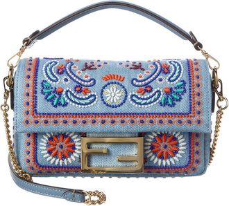 Fendi Fendi Baguette Mini Denim Shoulder Bag