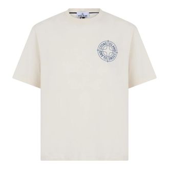 Stone Island T-Shirts, male, Beige, Size: S Cotton T-shirt with Print