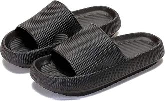 Generic Cloud Sliders for Women Men, Quick Dry Shower Pillow Cloud Slippers Super Soft Massage House Slide (Black, M, Adult, Women, 3.5, Numeric Range, UK Foo