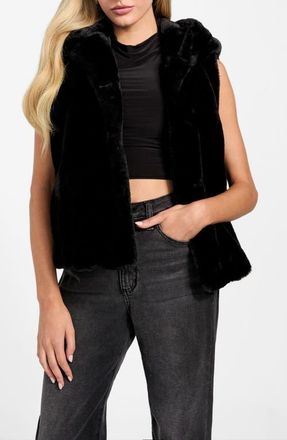 Guess Sophy Hooded Faux Fur Vest in Black at Nordstrom, Size X-Small