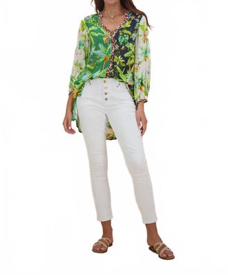Rubyyaya Junglerama Tunic Top In Multi Greens