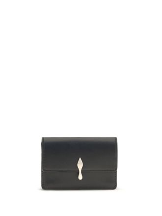 Christian Louboutin Womens Card Holder Bettina Paris Black-Gold Calf Leather Wallets & Purses Black/gold