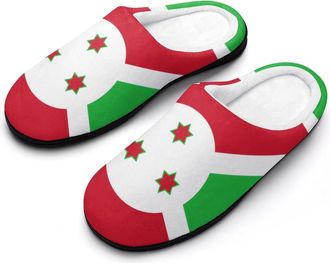 Generic Burundi Flag Funny Mens Cotton Slippers Soft Non-Slip Rubber Sole House Slipper Indoor Outdoor