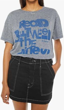 Mother Big Deal Spif Tee In Heather Grey Read Btween The Lines
