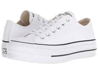 Converse Chuck Taylor All Star Low Top Platform Leather Sneaker Womens Shoes White/Black/White : 5.5 B - Medium