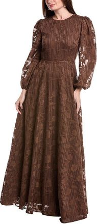 Rene Ruiz Bishop Sleeve Ornate Texture Empire Gown