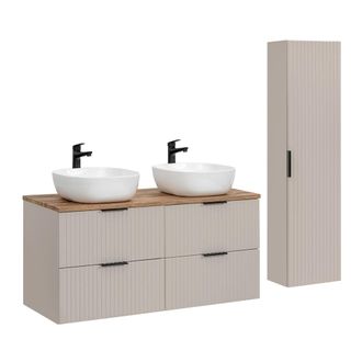 Petits Meubles Set de muebles con lavabo y columna estratificado Beige