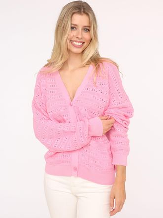 Zwillingsherz Strickjacke »Lochstrick Uni« Lochstrick-Muster, Langarm, Knöpfe, V-Ausschnitt, Baumwollanteil