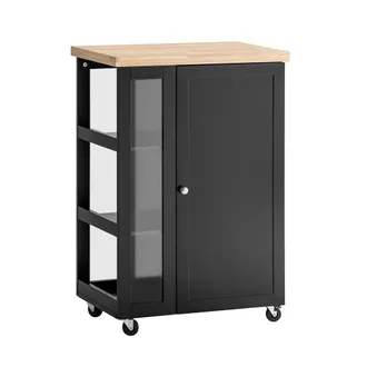 SoBuy Carrito Auxiliar De Cocina Con 3 Estantes 1 Puerta Y 4 Ruedas Carrito De Servir Multiusos 60 X 40 X 90 Cm Negro Fkw75-sch Sobuy Es