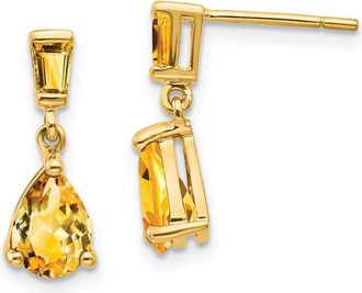 Diamond2Deal 14k Yellow Gold Citrine Dangle Earrings