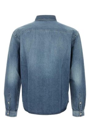 Saint Laurent Mens Denim Shirt Horizonblue Exterior: Cotton Camicie