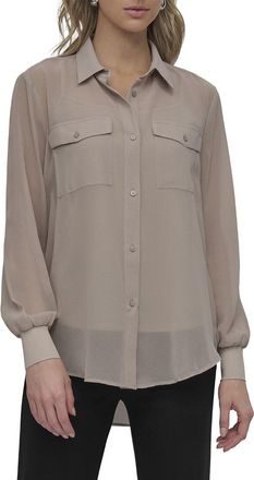 DKNY Button-Down Chiffon Shirt