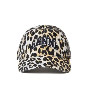 Ganni Leopard Cap - Dames - Petten - Veelkleurig - ONE Size - Katoen - Accessoires