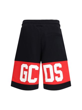 GCDS Logo-Band Cotton Bermuda - Black