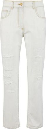 Elisabetta Franchi Jeans met distressed details - Dames - Regular Fit Jeans - Wit - W30 - Katoen - Jeans