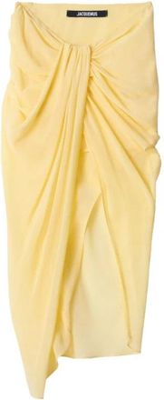 Jacquemus La Jupe Pareo - Dames - Midirokken - Geel - XS - Polyester - Rokken