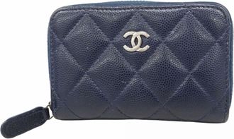 Chanel Navy Grained Calfskin Coin Purse/Coin Case (Pre-Owned)