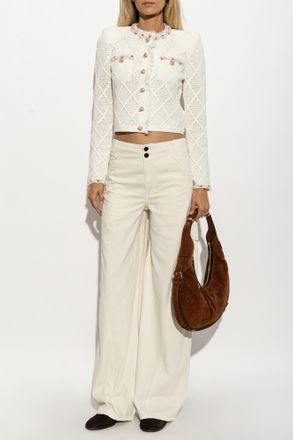 Self Portrait Trousers With Pockets, Womens, Cream