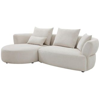 Vente-Unique Divano angolare sinistro in tessuto ciniglia beige - CUSAVA di Maison C&eacute;phy