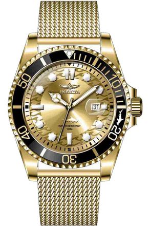 Invicta Pro Diver 47177 Heren Horloge - Quartz Uurwerk - Roestvrij Staal met gouden Wijzerplaat - 43mm