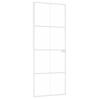 vidaXL Puerta De Interior Vidrio Templado Y Aluminio Blanco 76x201,5cm Vidaxl