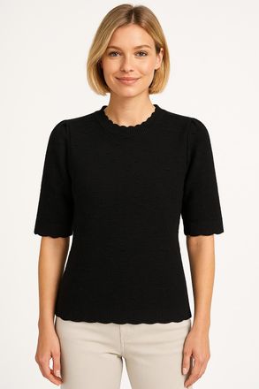 Only Strickpullover ONLY ONLKATIA SS STRUCTURE O-NECK CC KNT, Damen, Gr. XS, schwarz, Strick, Obermaterial: 50% Viskose, 27% Nylon, 23% Polyester, unifarbe