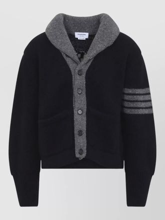 Thom Browne merino wool hooded ribbed cardigan