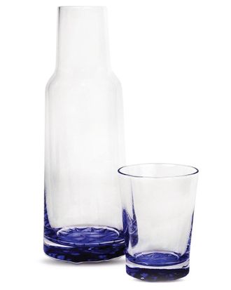 Jay Companies Blue Bottom 2pc Glass Carafe Set