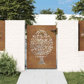 vidaXL Puerta De Jard&iacute;n Acero Corten Dise&ntilde;o &Aacute;rbol 85x125 Cm Vidaxl
