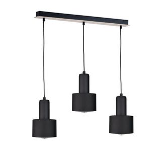 Netlighting Luce Bar Pendant Ceiling Light Black Wood 60cm 3x E27