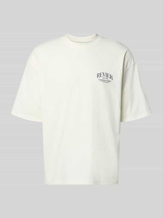 Review T-Shirt mit Label-Detail in Offwhite, Gr&ouml;&szlig;e XXL