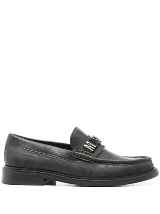 Moschino logo-lettering loafers - men - Calf Leather/Calf Leather/Calf Leather - 45 - Black