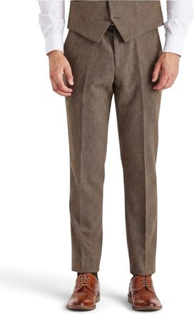 PAUL ANDREW Mens Brown Wool Blend Tweed Trousers - Oscar