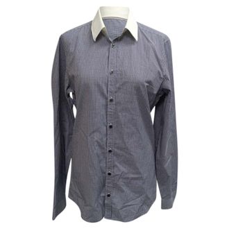 Gucci Gucci geruit overhemd met knoopsluiting in blauw en wit katoen