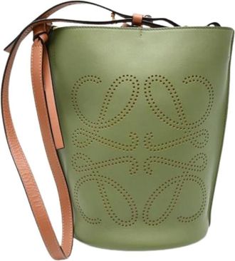 Loewe Pre-owned Bucket Bags, female, Green, Size: ONE SIZE Pre-owned Leather shoulder-bags