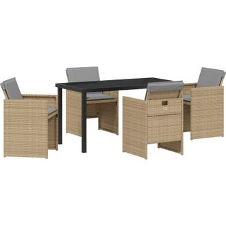 vidaXL Conjunto De Comedor De Jard&iacute;n Con Coj&iacute;n 5 Pcs Beige Polirat&aacute;n Vidaxl