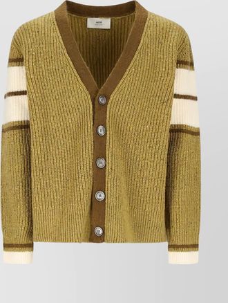 Ami ribbed v-neck wool cardigan