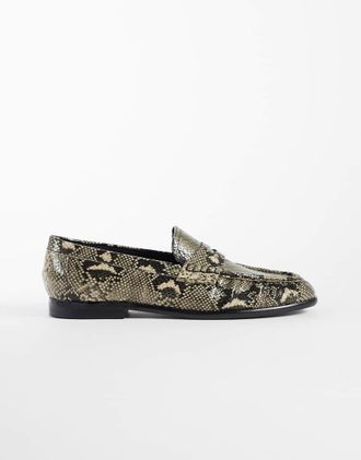 Asos Mocassini con arricciature in pelle sintetica pitonata-Multi