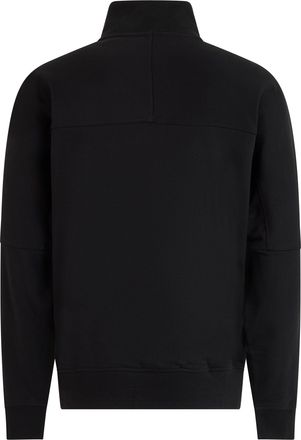 HUGO BOSS Mens Zip-Up Cotton Sweatshirt With High Collar Black Top