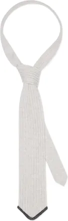 Brunello Cucinelli Ribgebreide stropdas met monili - Wit