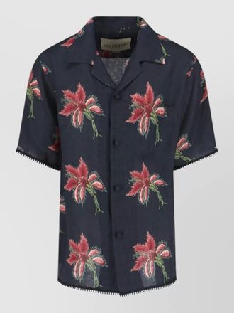 Valentino linen floral print bowling shirt